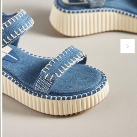 New Dolce Vita Debra Chunky Y2K 00's Platform Sandal in Denim Blue Size 9.5 - Picture 2 of 2